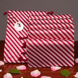 Red and White Striped ipsy Makeup Bags/Pouches- Set of 6.